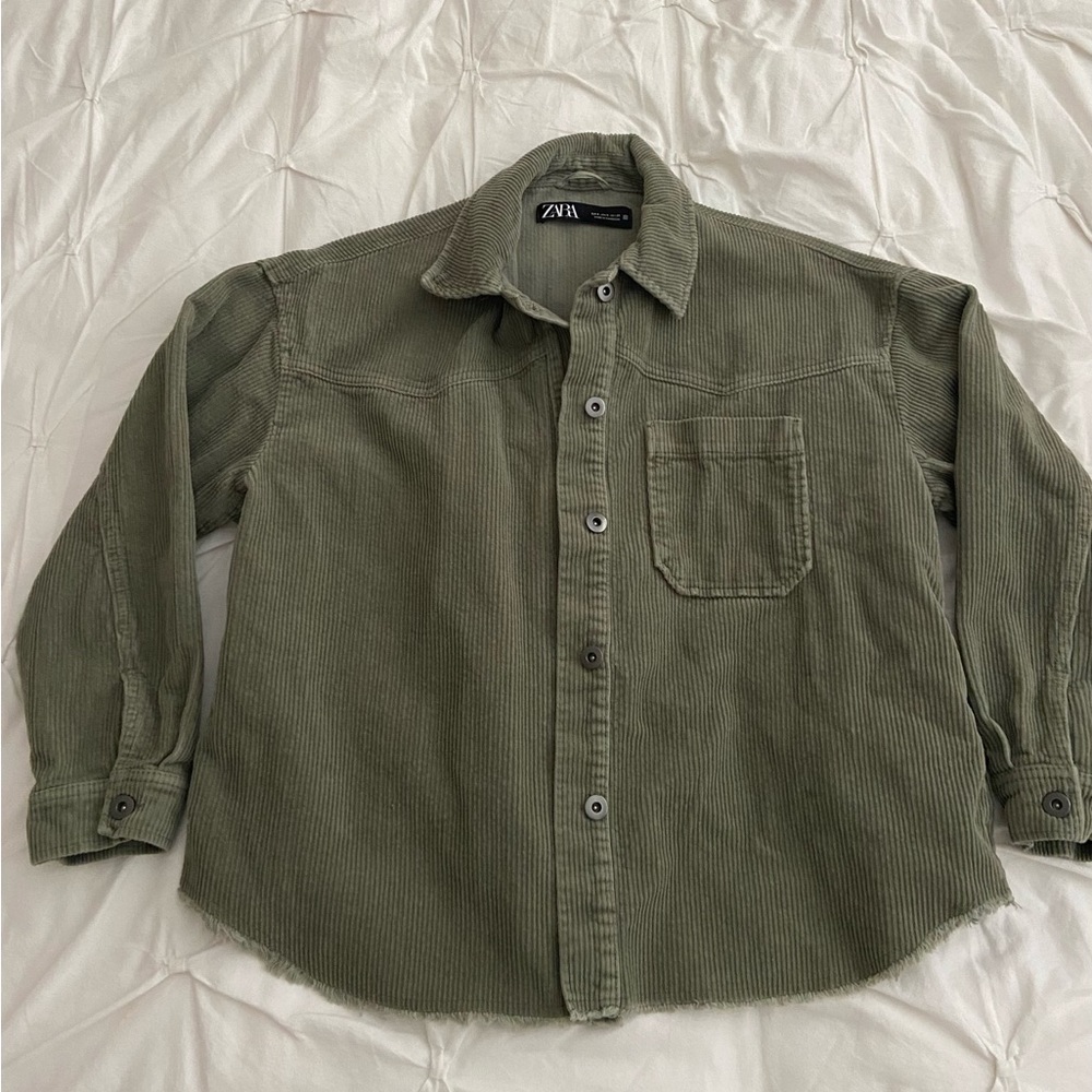Zara Khaki Corduroy Overshirt